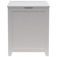 Panier à linge en bois contemporain Redmon pour chambre et buanderie, blanc