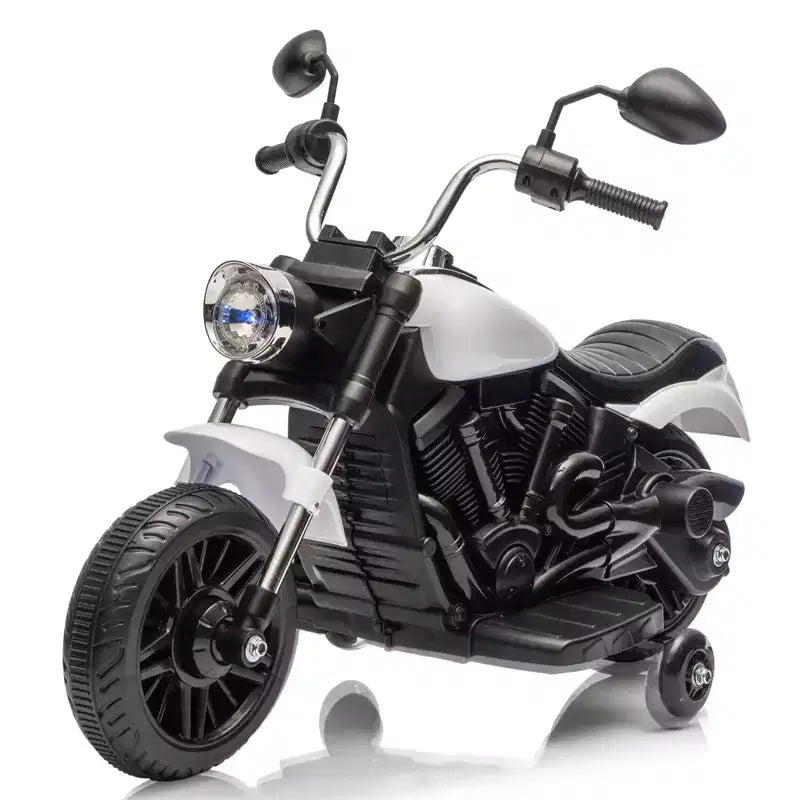 Coolmee Moto électrique 12 V pour enfants, moto à 3 roues avec roues stabilisatrices, marche arrière, phare, klaxon, musique, jouet porteur pour garçons et filles