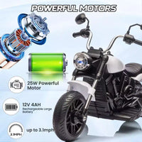 Coolmee Moto électrique 12V pour enfants, moto 3 roues à enfourcher avec roulettes d'apprentissage, marche arrière, phare, klaxon, musique, jouet à enfourcher pour garçons et filles