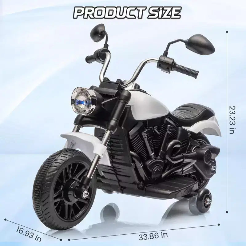 Coolmee Moto électrique 12V pour enfants, moto 3 roues à enfourcher avec roulettes d'apprentissage, marche arrière, phare, klaxon, musique, jouet à enfourcher pour garçons et filles