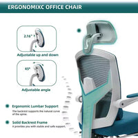 Chaise de bureau ergonomique TUYOHW avec repose-pieds rétractable, chaise gaming avec coussin de soutien lombaire et accoudoirs rembourrés, chaise pivotante pour le bureau