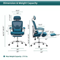 Chaise de bureau ergonomique TUYOHW avec repose-pieds rétractable, chaise gaming avec coussin de soutien lombaire et accoudoirs rembourrés, chaise pivotante pour le bureau