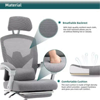 Chaise de bureau ergonomique TUYOHW avec repose-pieds rétractable, chaise gaming avec coussin de soutien lombaire et accoudoirs rembourrés, chaise pivotante pour le bureau