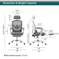 Chaise de bureau ergonomique TUYOHW avec repose-pieds rétractable, chaise gaming avec coussin de soutien lombaire et accoudoirs rembourrés, chaise pivotante pour le bureau