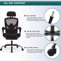 Chaise de bureau ergonomique TUYOHW avec repose-pieds rétractable, chaise gaming avec coussin de soutien lombaire et accoudoirs rembourrés, chaise pivotante pour le bureau