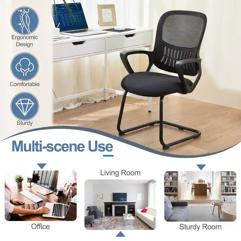 TUYOHW Chaise de Bureau Ergonomique avec Assise Rembourrée, Chaise Gaming avec Accoudoir et Support Lombaire, Chaises d'Ordinateur pour Salle de Lecture, Noir