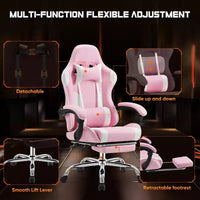 Chaise de jeu ergonomique TUYOHW avec repose-pieds, fauteuil inclinable en cuir PU avec appuie-tête et accoudoir fixe, chaise d'ordinateur pour le bureau et l'étude