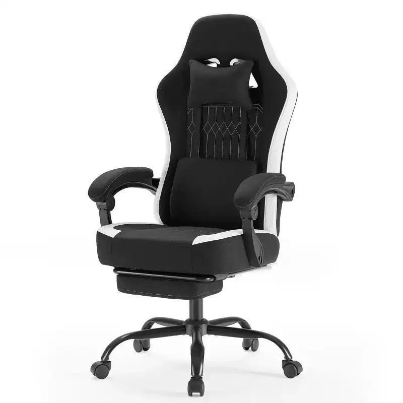 Chaise de bureau ergonomique TUYOHW avec accoudoirs rembourrés, chaise de jeu avec support lombaire, chaise roulante pivotante avec roulettes pour la maison, le bureau