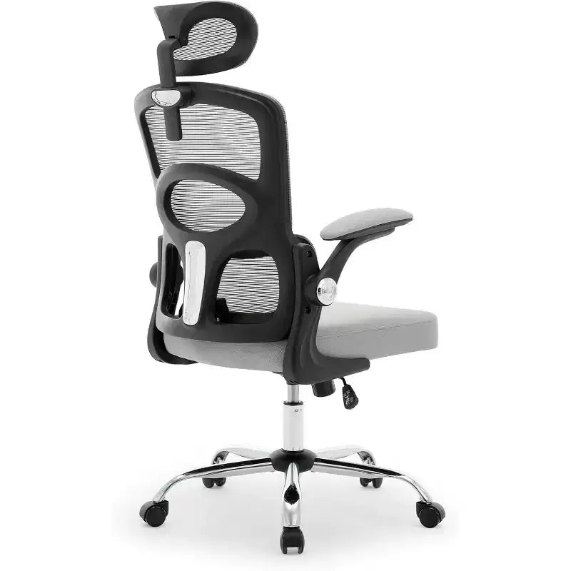 Chaise de bureau ergonomique COZONY – Chaise de bureau à roulettes en maille, chaise de jeu d'ordinateur à dossier haut avec appuie-tête réglable pour la maison, le bureau, gris