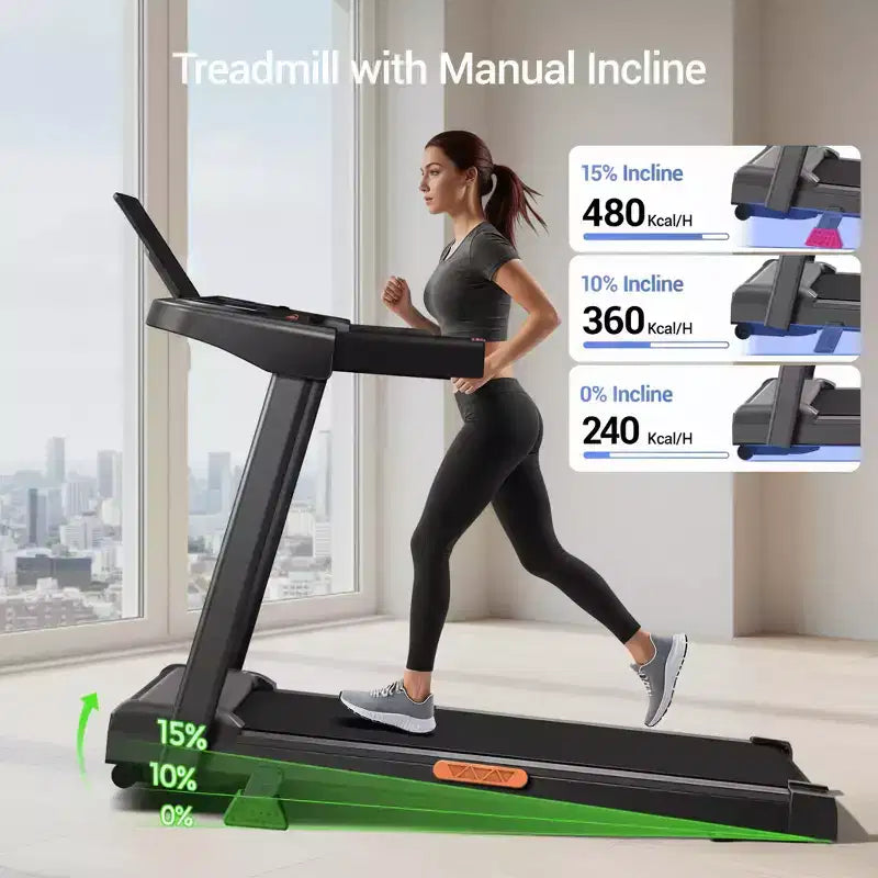 Tapis de marche 4 en 1 inclinable à 15 %, tapis roulant pliable sous le bureau pour la maison et le bureau, moteur silencieux de 2,5 CV (3)