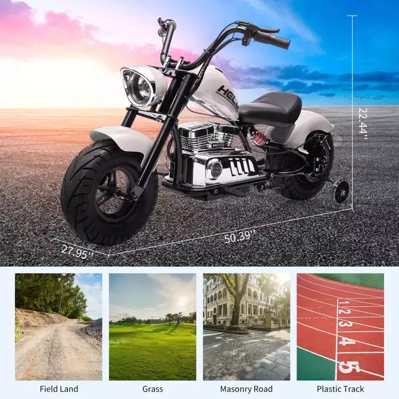 Coolmee Moto cross électrique 36V pour enfants, 3 modes de vitesse, accélérateur à poignée tournante, frein à disque arrière, double suspension, phare LED, moto à enfourcher