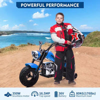 Coolmee Moto cross électrique 36V pour enfants, 3 modes de vitesse, accélérateur à poignée tournante, frein à disque arrière, double suspension, phare LED, moto à enfourcher