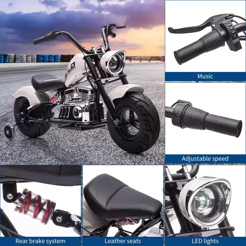 Coolmee Moto cross électrique 36V pour enfants, 3 modes de vitesse, accélérateur à poignée tournante, frein à disque arrière, double suspension, phare LED, moto à enfourcher