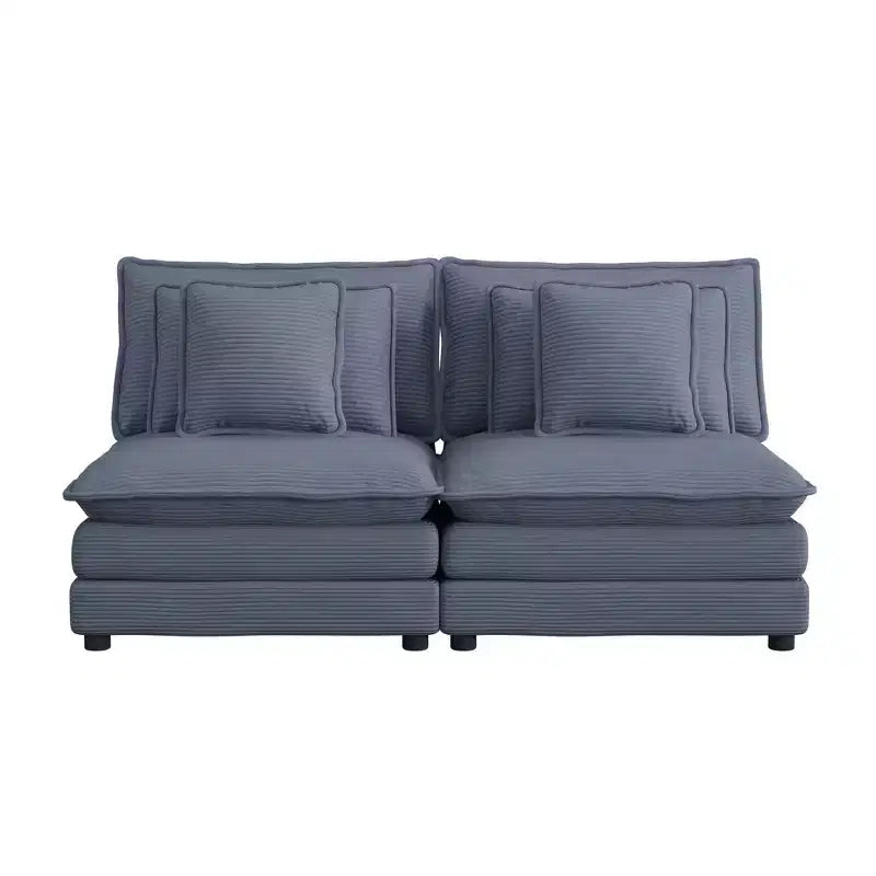 Canapé modulaire moderne MAYEERTY 70.8 en velours côtelé avec quatre coussins pour salon, bleu