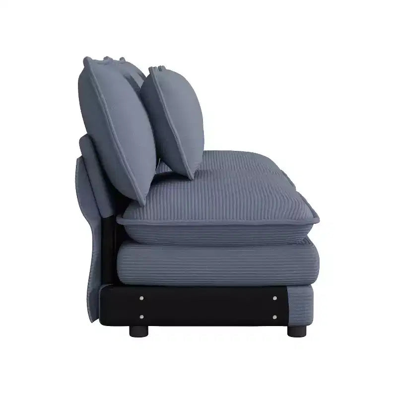 Canapé modulaire moderne MAYEERTY 70.8 en velours côtelé avec quatre coussins pour salon, bleu