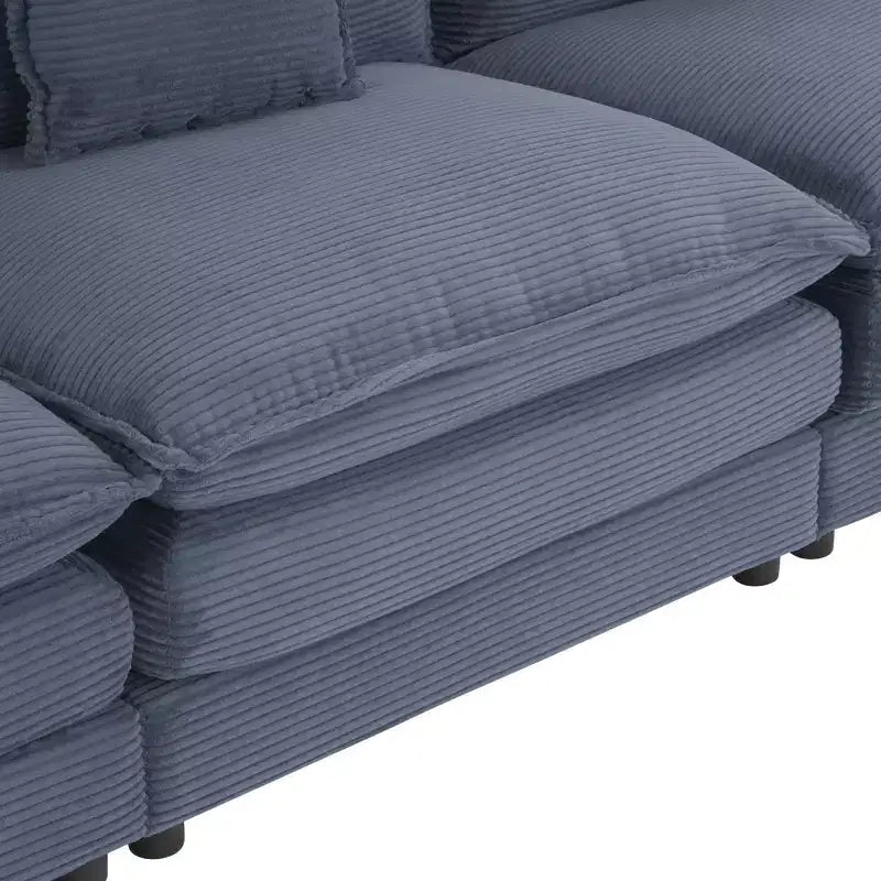 Canapé modulaire moderne MAYEERTY 70.8 en velours côtelé avec quatre coussins pour salon, bleu