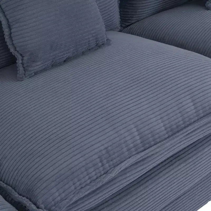 Canapé modulaire moderne MAYEERTY 70.8 en velours côtelé avec quatre coussins pour salon, bleu