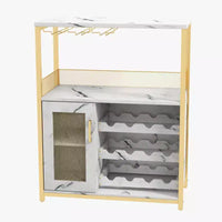 70 x 35 x 92 cm 3-layer Industrial Cabinet, Detachable Wine Rack, Adjustable Shelves and Mesh Door,Kitchen, Living Room and Bar, Gold Color