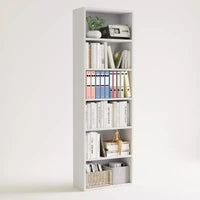 Étagère haute avec commode, Bibliothèque à 6 étagères, Bibliothèque ouverte en bois à 6 niveaux, Étagères de rangement au sol