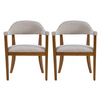 Christopher Knight Home Hoseok Chaises de salle à manger modernes en bois d'hévéa rembourrées avec accoudoirs (Lot de 2)