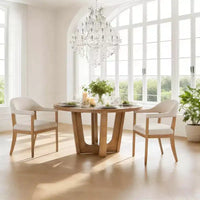 Christopher Knight Home Hoseok Chaises de salle à manger modernes en bois d'hévéa rembourrées avec accoudoirs (Lot de 2)
