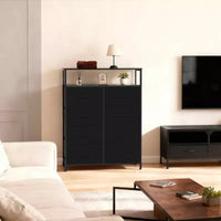 MAYEERTY Commode en tissu à 8 tiroirs de 116,5 cm, Armoire de rangement haute avec étagère ouverte pour chambre à coucher ou placard