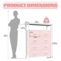 MAYEERTY Commode en tissu à 8 tiroirs de 116,5 cm, Armoire de rangement haute avec étagère ouverte pour chambre à coucher ou placard