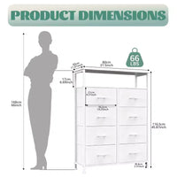 MAYEERTY Commode en tissu à 8 tiroirs de 116,5 cm, Armoire de rangement haute avec étagère ouverte pour chambre à coucher ou placard