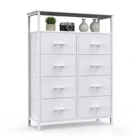 MAYEERTY Commode en tissu à 8 tiroirs de 116,5 cm, Armoire de rangement haute avec étagère ouverte pour chambre à coucher ou placard