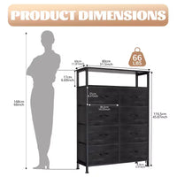 MAYEERTY Commode en tissu à 8 tiroirs de 116,5 cm, Armoire de rangement haute avec étagère ouverte pour chambre à coucher ou placard