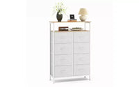 MAYEERTY Commode en tissu à 8 tiroirs de 116,5 cm, Armoire de rangement haute avec étagère ouverte pour chambre à coucher ou placard