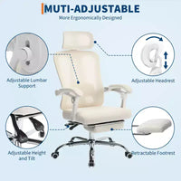 Acekool Fauteuil inclinable ergonomique en maille avec repose-pieds, réglage lombaire et appui-tête, pour bureau à domicile et salle de jeux