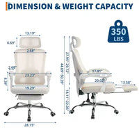 Acekool Fauteuil inclinable ergonomique en maille avec repose-pieds, réglage lombaire et appui-tête, pour bureau à domicile et salle de jeux