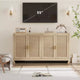 GustoWave Rattan Accent Storage Cabinet with 4 Doors and Shelf - Modern Console Coffee Bar Cabinet for Dining Room, Kitchen, Living Room