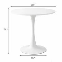 NAYSAYE Table à Manger Ronde Moderne Table d'appoint Plateau MDF Base en Acier Table Basse de Cuisine Salon Bureau, Blanc, 23.6*19.7*29.1