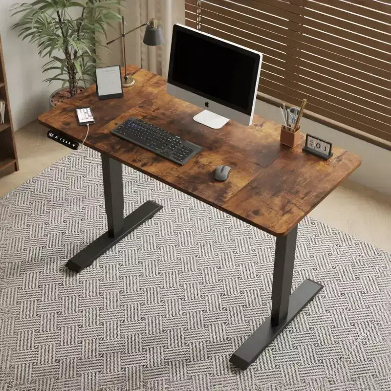 Bureau assis-debout réglable en hauteur NAYSAYE, table de travail relevable, table d'appoint pour bureau à domicile, brun, 48*24*45 po