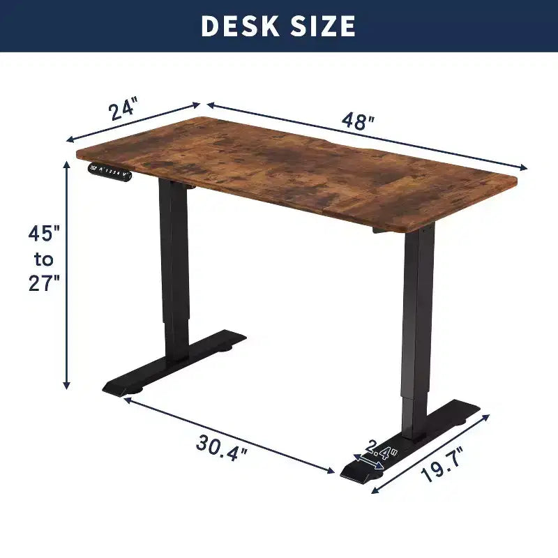 Bureau assis-debout réglable en hauteur NAYSAYE, table de travail relevable, table d'appoint pour bureau à domicile, brun, 48*24*45 po