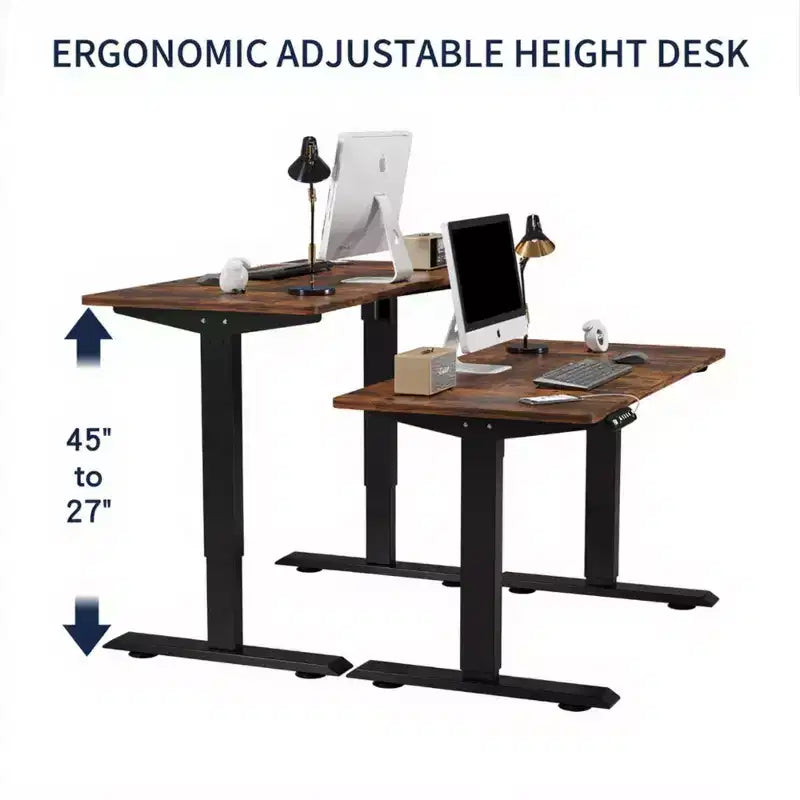 Bureau assis-debout réglable en hauteur NAYSAYE, table de travail relevable, table d'appoint pour bureau à domicile, brun, 48*24*45 po