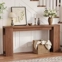 Table console rustique style ferme 70,9 po, finition chêne, table d'appoint en bois pour entrée, salon, couloir, hall, montage facile