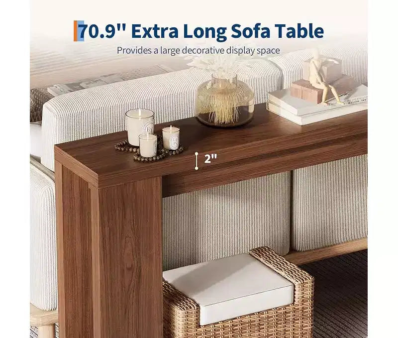Table console rustique style ferme 70,9 po, finition chêne, table d'appoint en bois pour entrée, salon, couloir, hall, montage facile