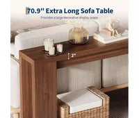 Table console rustique style ferme 70,9 po, finition chêne, table d'appoint en bois pour entrée, salon, couloir, hall, montage facile