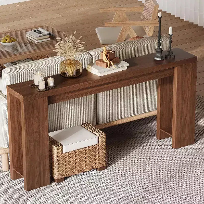 Table console rustique style ferme 70,9 po, finition chêne, table d'appoint en bois pour entrée, salon, couloir, hall, montage facile