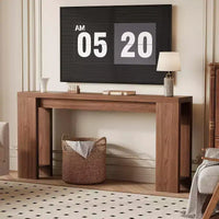 Table console rustique style ferme 70,9 po, finition chêne, table d'appoint en bois pour entrée, salon, couloir, hall, montage facile