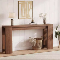 Table console rustique style ferme 70,9 po, finition chêne, table d'appoint en bois pour entrée, salon, couloir, hall, montage facile