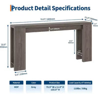 Table console rustique style ferme 70,9 po, finition chêne, table d'appoint en bois pour entrée, salon, couloir, hall, montage facile