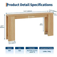 Table console rustique style ferme 70,9 po, finition chêne, table d'appoint en bois pour entrée, salon, couloir, hall, montage facile