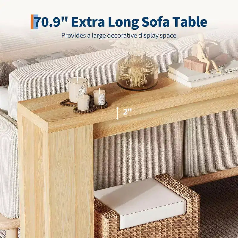 Table console rustique style ferme 70,9 po, finition chêne, table d'appoint en bois pour entrée, salon, couloir, hall, montage facile