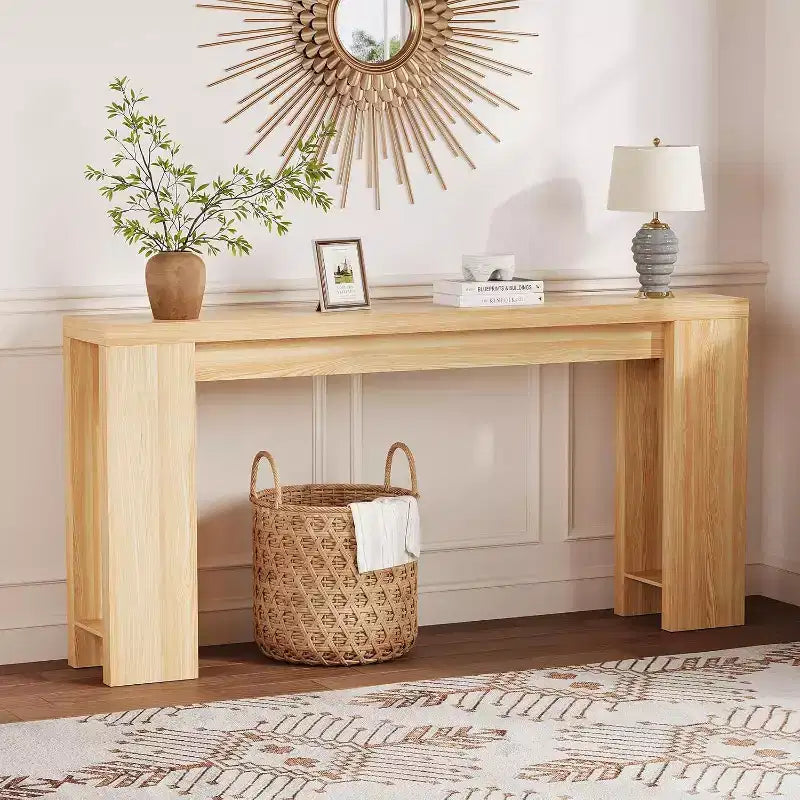 Table console rustique style ferme 70,9 po, finition chêne, table d'appoint en bois pour entrée, salon, couloir, hall, montage facile