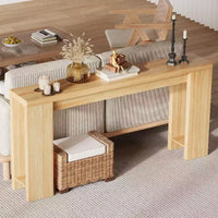 Table console rustique style ferme 70,9 po, finition chêne, table d'appoint en bois pour entrée, salon, couloir, hall, montage facile