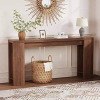 Table console rustique style ferme 70,9 po, finition chêne, table d'appoint en bois pour entrée, salon, couloir, hall, montage facile